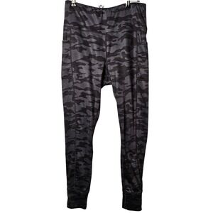 Reebok Womens Camo Print‎ Blk Grey Athletic Jogger Pants Leggings Size L EUC